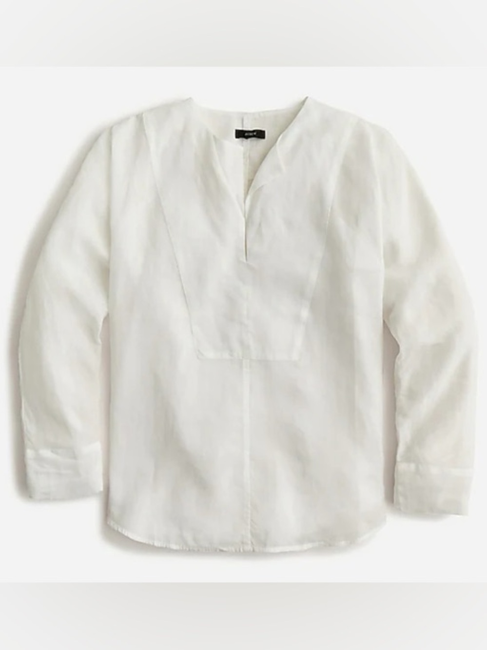 J.Crew white luxe V neck sheer lightweight ramie long sleeve tunic top shirt M